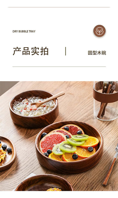 Walnut Wooden Boat Bowl – Vintage Solid Wood Salad & Fruit Bowl for Home Kitchen Storage