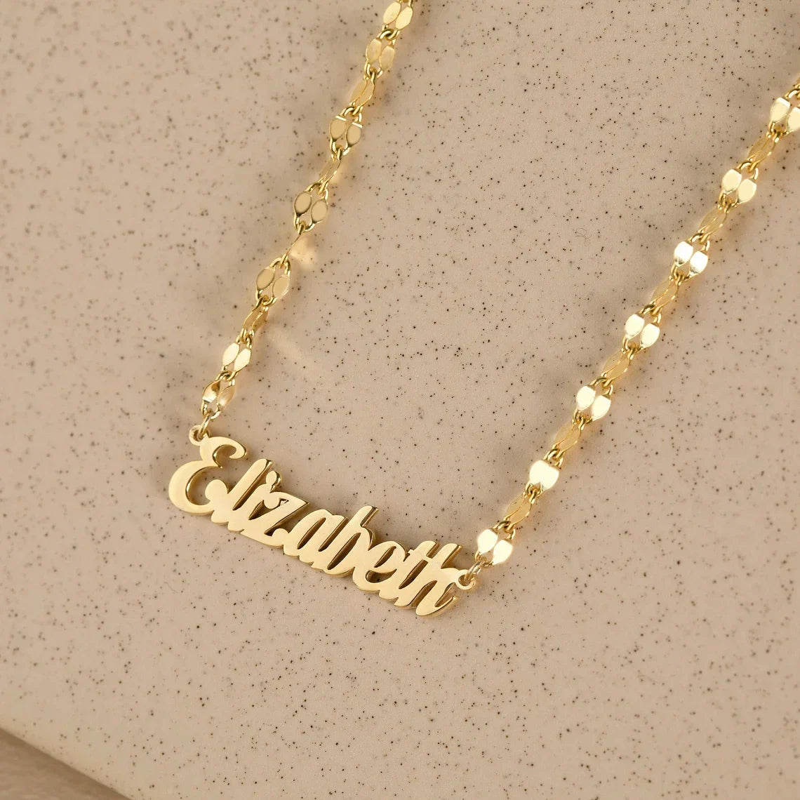 Personalized Gold Name Necklace - Custom Handmade Lip Chain Jewelry Gift for Women, Moms & Birthdays