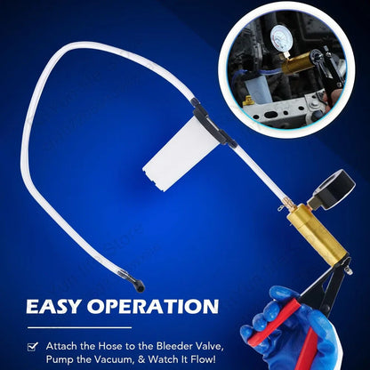CAER Manual Brake Bleeder & Vacuum Pump Kit – 2-in-1 Handheld Automotive Fluid Tester with Gauge & Adapters