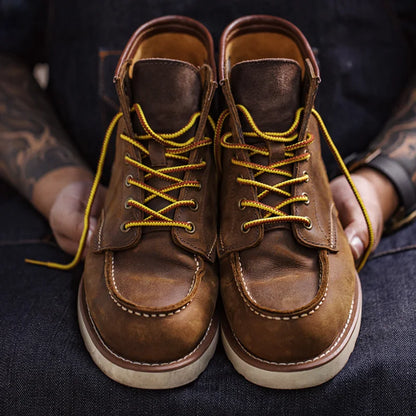 Maden Vintage 875 Ankle Boots – Durable Leather High-Top Cowboy & Safety Work Boots for Men, Winter Round Toe