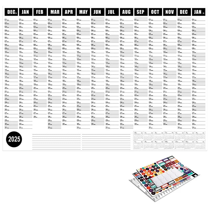 2025 2024 Large Wall Calendar Planner Sheet – Kawaii To-Do List & Schedule Organizer for Office & Home