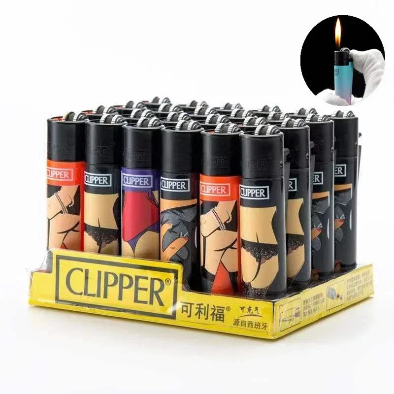 Original Spanish Clipper Refillable Gas Lighter – Personality Pattern 8-Piece Boxed Set Smoking Collection Gift Wholesale Lighter Pack