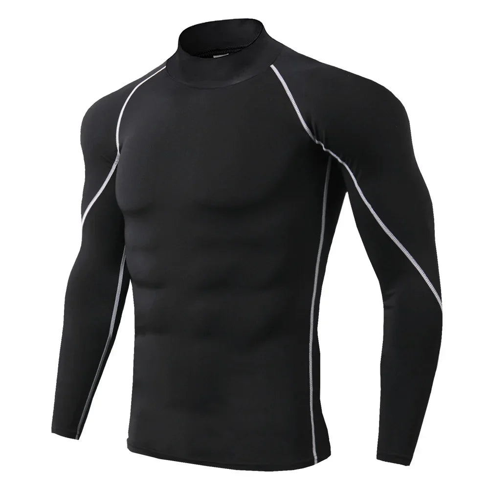 Men's Quick Dry Long Sleeve Compression Sport T-shirt - Bodybuilding Running Shirt for Gym Fitness, Tight Rashguard