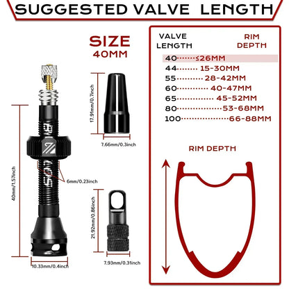 BUCKLOS Presta Tubeless Valve Stem 40/44/55/60mm — High-Quality Bike Tire Nipple for Road & MTB