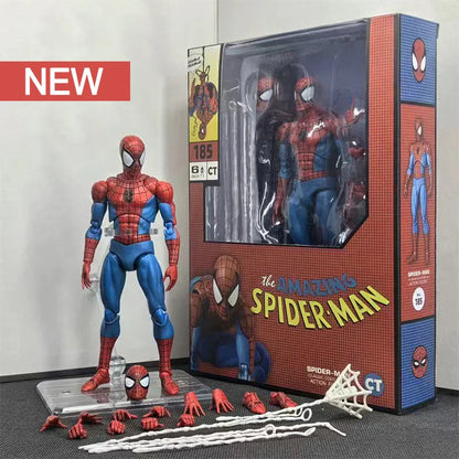 CT Toys Spiderman Mafex 185 Classic Costume Anime Figure - Miles Morales & 2099 Spider-Man Action Figure, Kids Gift Figurine