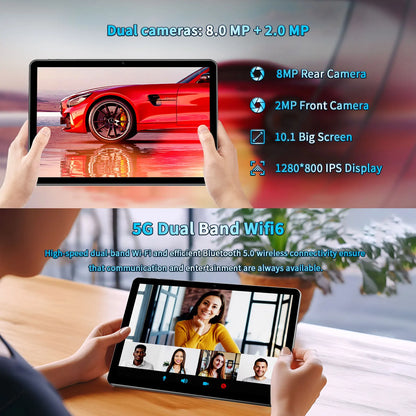 PRITOM TOUCH 10 Plus 10-Inch Android 13 Tablet – 8GB RAM, 64GB Storage (1TB Expandable), WiFi 6, BT5.0, Dual Box Speakers