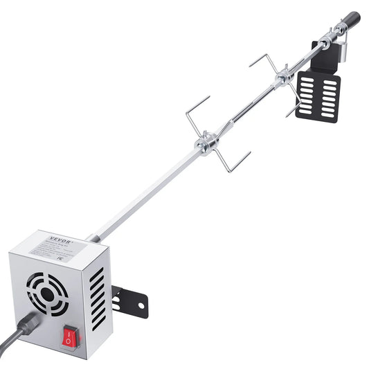 SucceBuy Universal Grill Rotisserie Kit — Stainless Steel Electric BBQ Grill with 9W Motor, Automatic Grilling Set