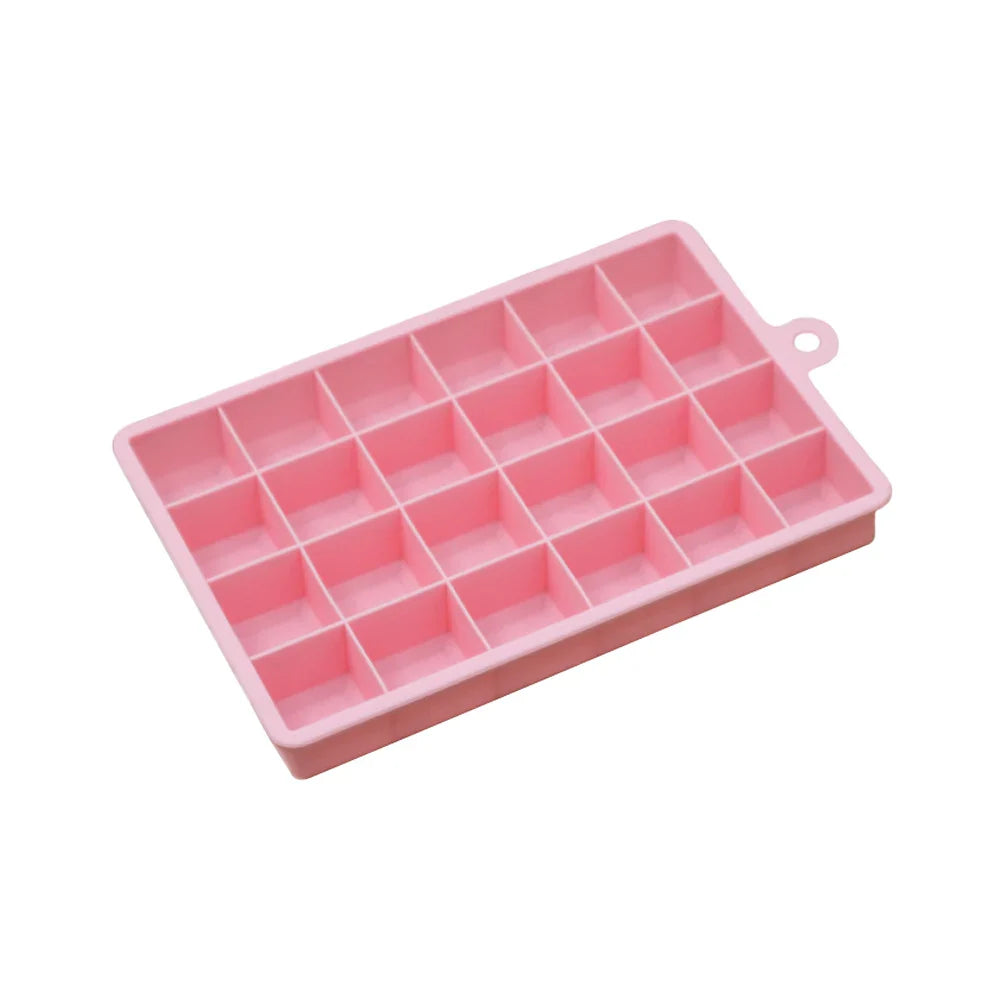 Silicone Ice Cube Mold – 15/24 Grid Square Trays with Lids for Ice Cream, Cold Drinks, Whiskey & Cocktails