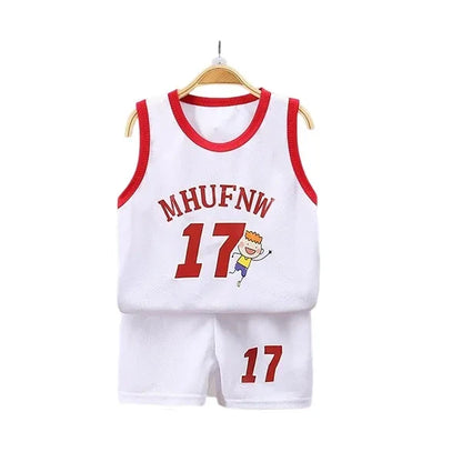 Children’s Summer Sleeveless T-Shirt and Shorts Set — Quick-Dry Sports Tank Top Outfit for Boys Basketball Training