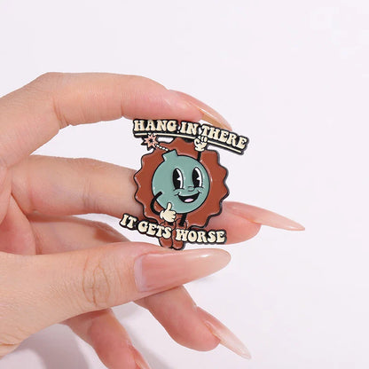 Cartoon Bomb Enamel Pin – Funny "Hang in There It Gets Worse" Brooch Lapel Badge Jewelry Gift for Friends