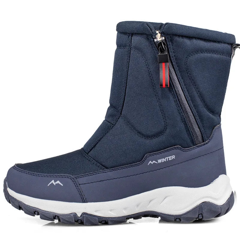 Large Winter Men’s Boots – Warm Plush Ankle High-Top Snow Boots, Sweat-Wicking Outdoor Sneakers