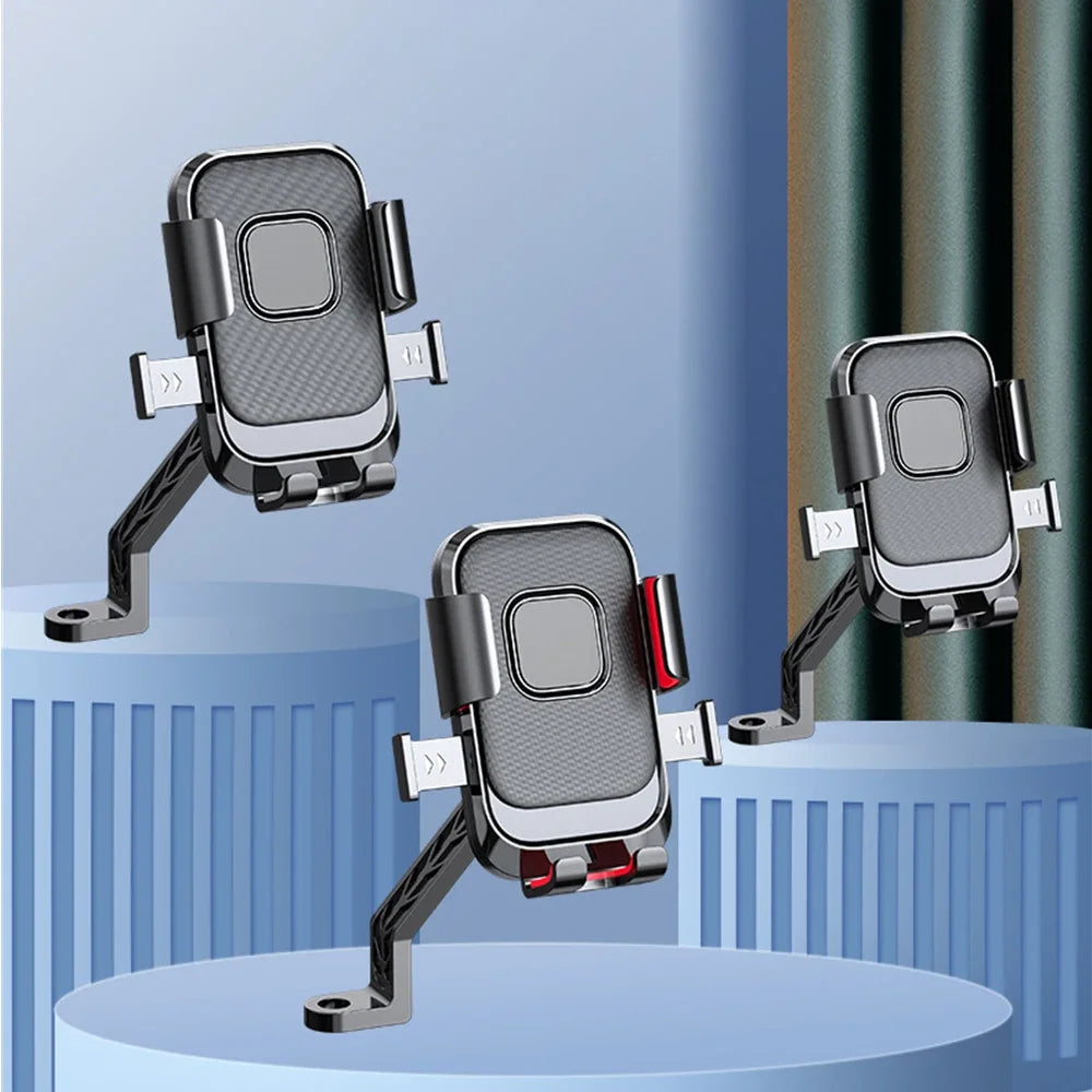Motorcycle and Bicycle Phone Holder – Free Rotation Mobile Phone Navigation Bracket – Shockproof for iPhone, Xiaomi, Samsung