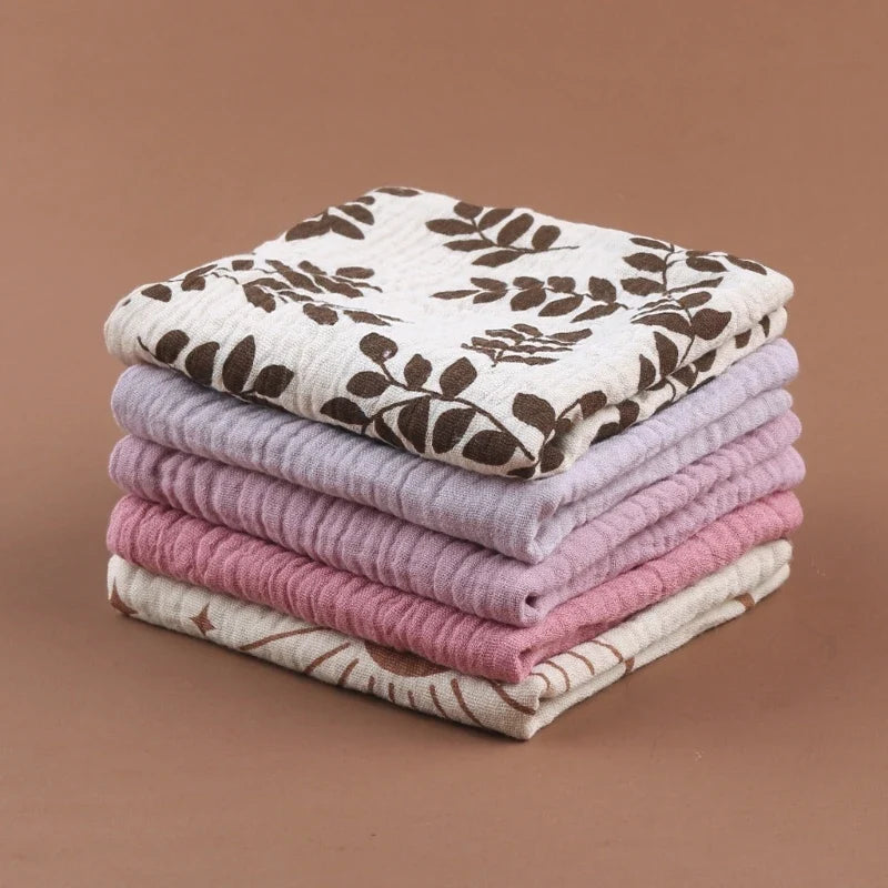5PCS Baby Cotton Gauze Towels - Soft Absorbent Face Cloths for Bathing, Feeding & Daily Care