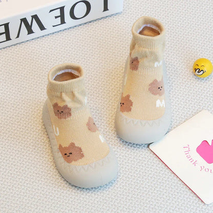 Newborn Baby Shoes — Embroidered Nonslip Socks & Soft Rubber Sole Booties for Boys & Girls