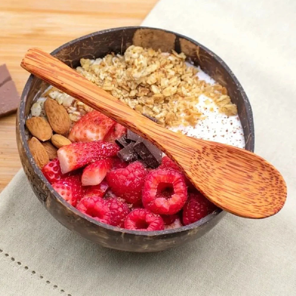 Natural Coconut Shell Bowl – Lightweight Fruit, Salad & Dessert Bowl Southeast Asia Tableware Set