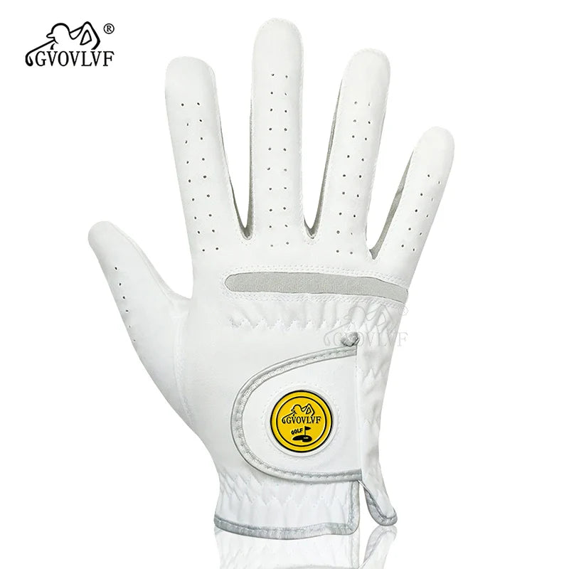 Men's Golf Glove - Breathable Micro Soft Fabric, Comfortable Fit with Magnetic Marker & Replaceable Design for Golfers