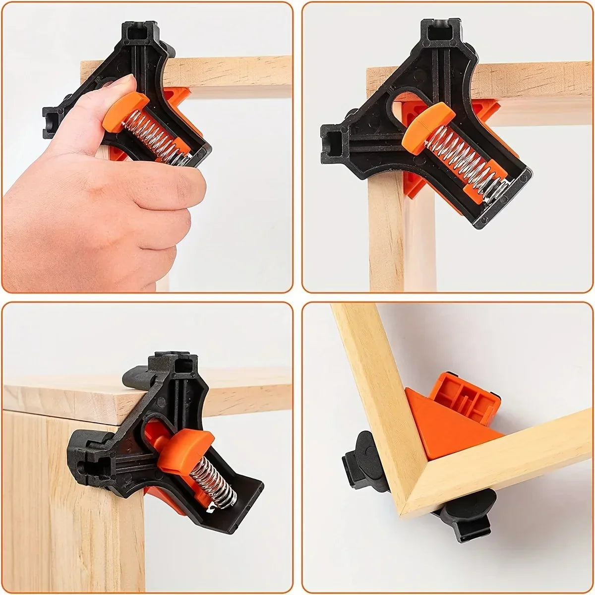 1/4PCS 90° Corner Clamps for Woodworking – Adjustable Quick Spring-Loaded Clamps for Cabinets & Photo Framing