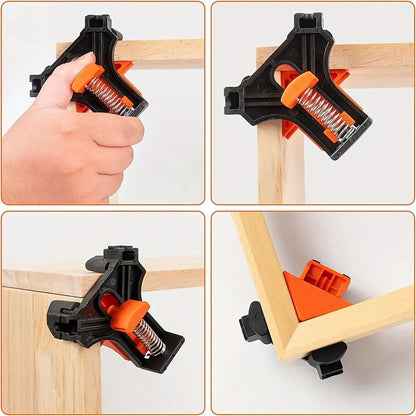 1/4PCS 90° Corner Clamps for Woodworking – Adjustable Quick Spring-Loaded Clamps for Cabinets & Photo Framing