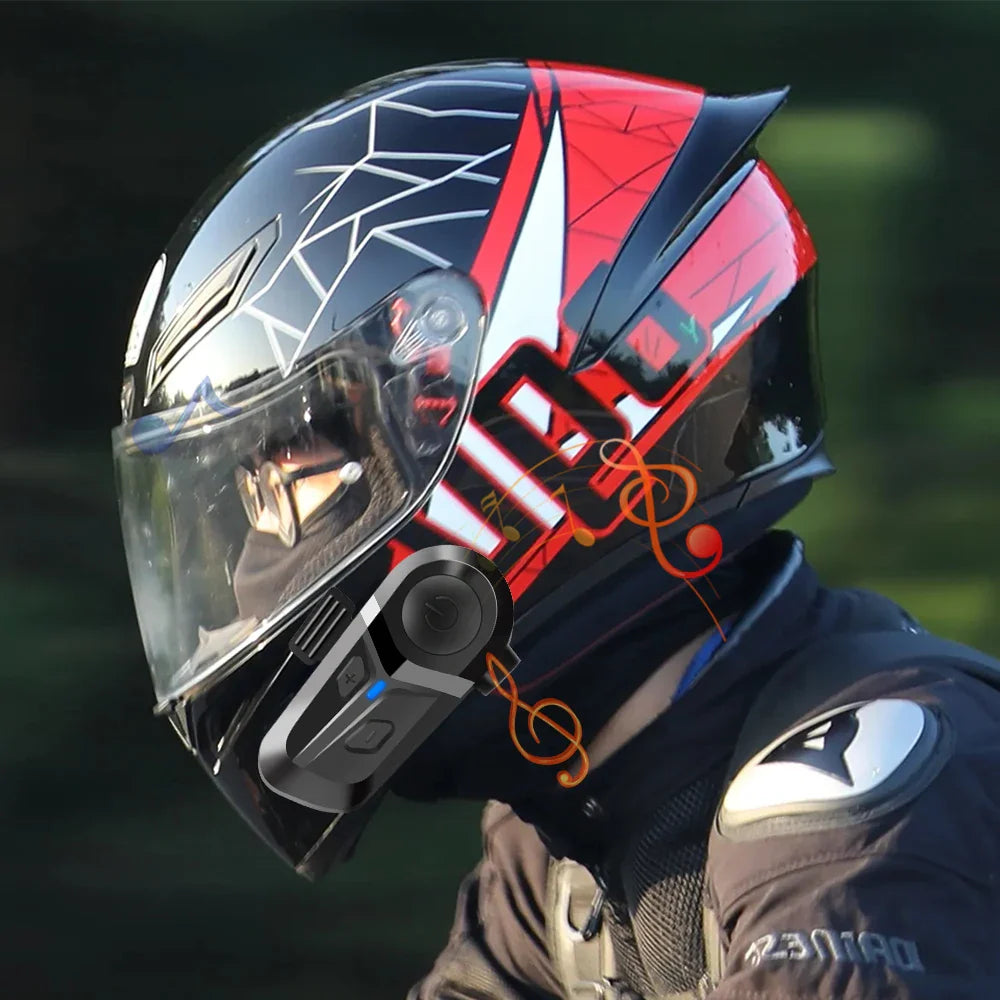 Bluetooth 5.3 Wireless Motorcycle Helmet Headset - Waterproof Earphone with Hands-Free Call & Music Player for Moto Helmet