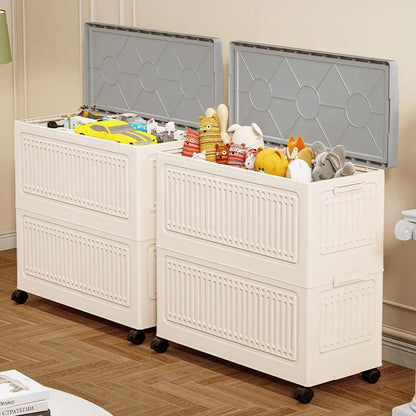 Large Capacity Foldable Toy Storage Bin - Wheeled Organizer for Living Room, Bedroom & Bathroom