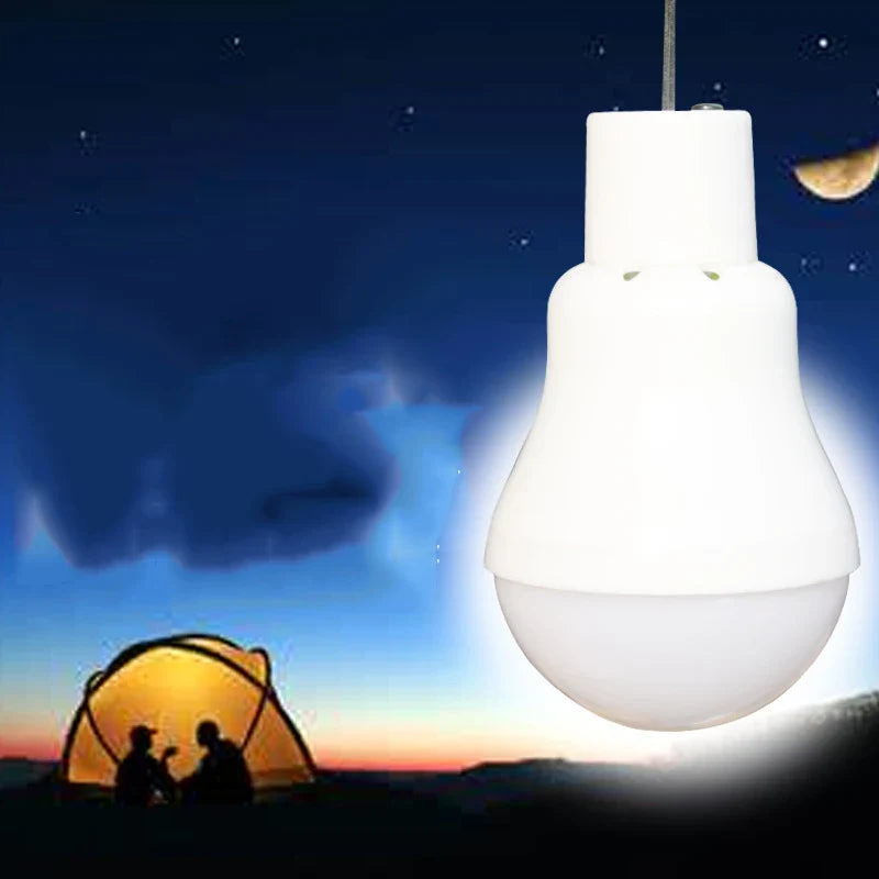 LED Solar Bulb with Hook - Waterproof Outdoor Camping Light, Energy-Saving Garden and Path Lamp