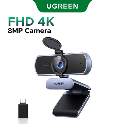 UGREEN 4K FHD 1080P 8MP Webcam – PDAF Auto Focus, Dual AI Noise-Cancelling Mics for PC, Zoom, Teams & Google Meet