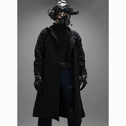 Polyester-Cotton Long Tactical Trench Coat – Hooded Outdoor Hunting & Cosplay Jacket