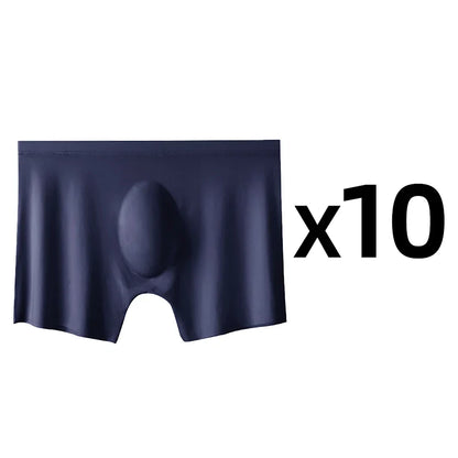 Men’s 10-Pack Ice Silk Boxers – Ultra-Thin Seamless Breathable Summer Underwear Shorts Set