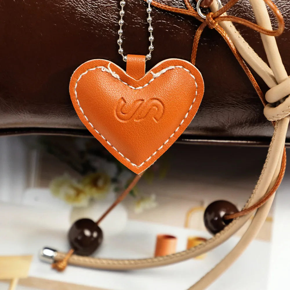 Y2K Leather Rope Keychain with Cherry Bow – Cute 3D Heart Bag Pendant Cartoon Keyring & Anti-Lost Phone Lanyard