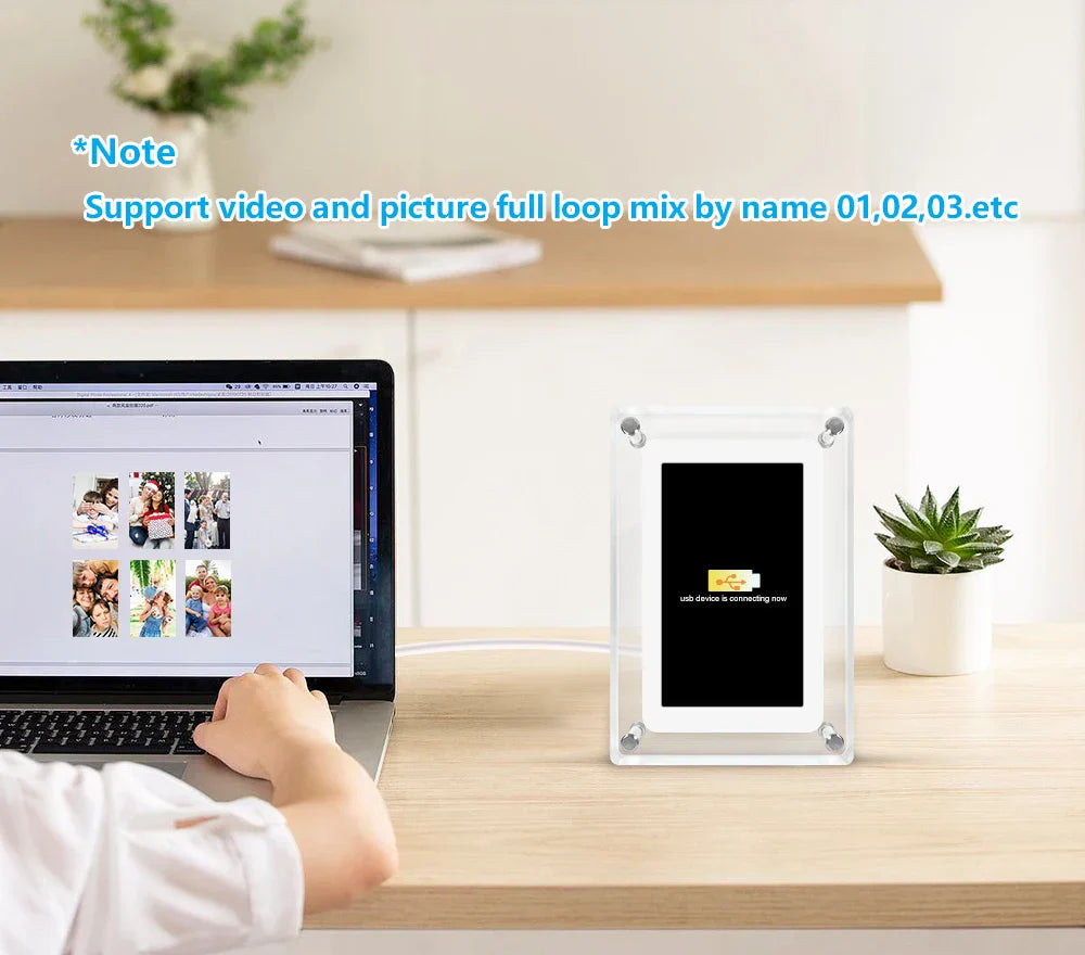 5-Inch Acrylic Digital Photo Frame — Vertical IPS Display, 4GB Memory & 1200mAh Battery | Portable Digital Picture Frame