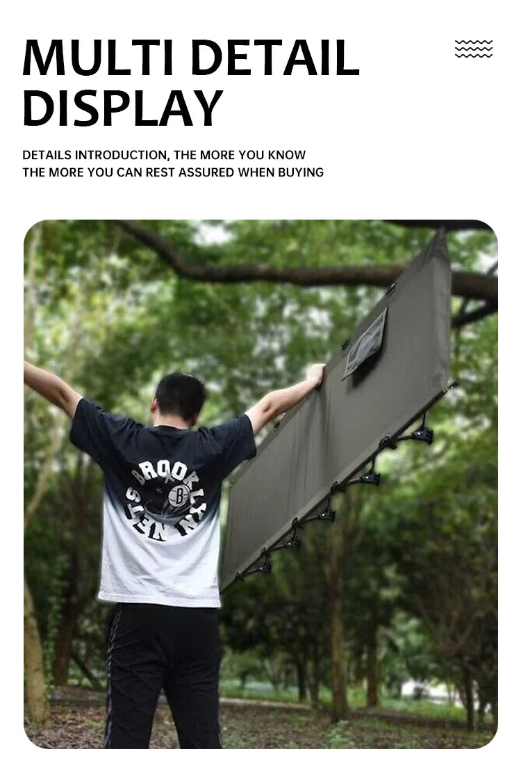 Ultra-Light Folding Camping Bed – Portable Outdoor Tent Cot for Adults, 150KG Capacity, Ideal for Hiking & Travel