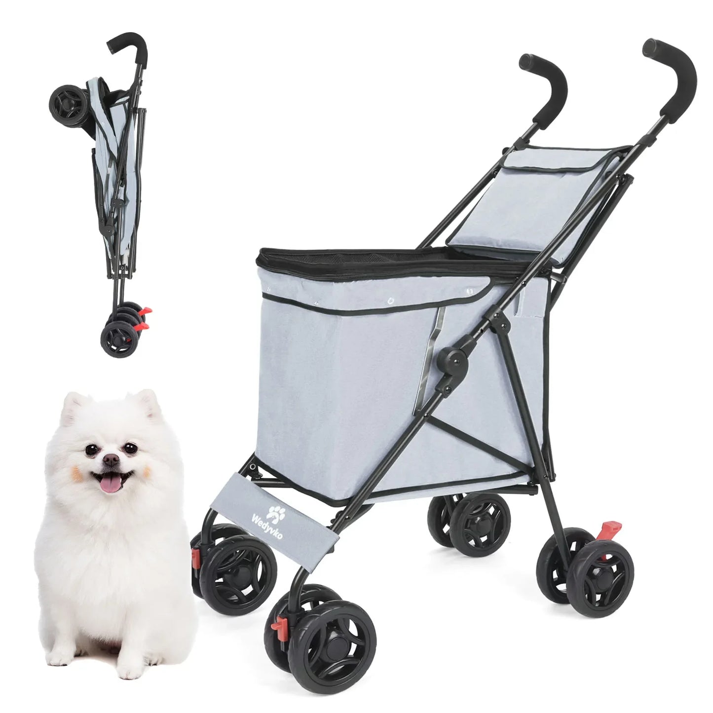 Foldable Utility Shopping Cart - Lightweight Portable Trolley for Market, Picnic & Pet Transport