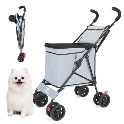 Foldable Utility Shopping Cart - Lightweight Portable Trolley for Market, Picnic & Pet Transport