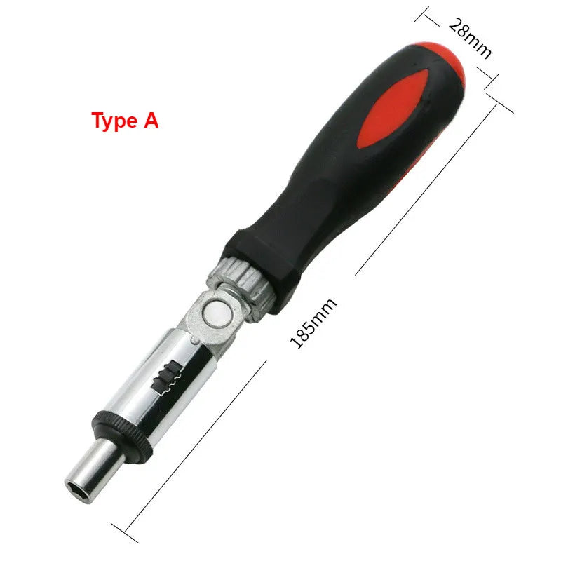 Multi-Function Ratchet Screwdriver – 0-180° Adjustable Angle, Left/Right Turn, 1/4 Inch Hex Interface