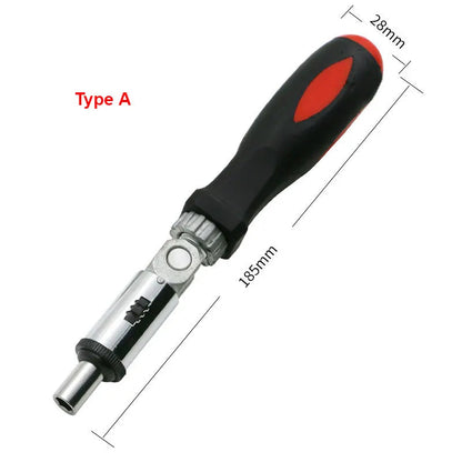 Multi-Function Ratchet Screwdriver – 0-180° Adjustable Angle, Left/Right Turn, 1/4 Inch Hex Interface