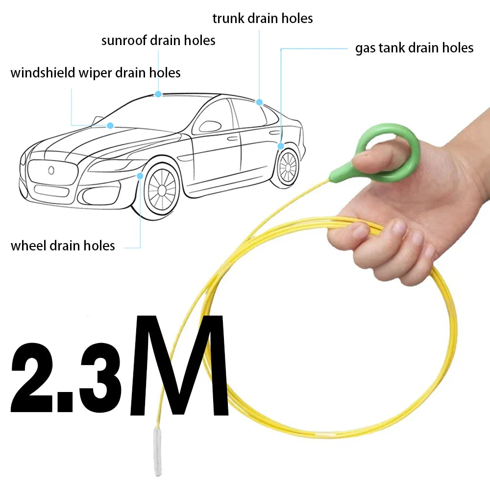 2.3m Car Sewer Unclogger Brush - Long Hose Sunroof Drain Hole Cleaner | Auto Pipe Tool Accessory