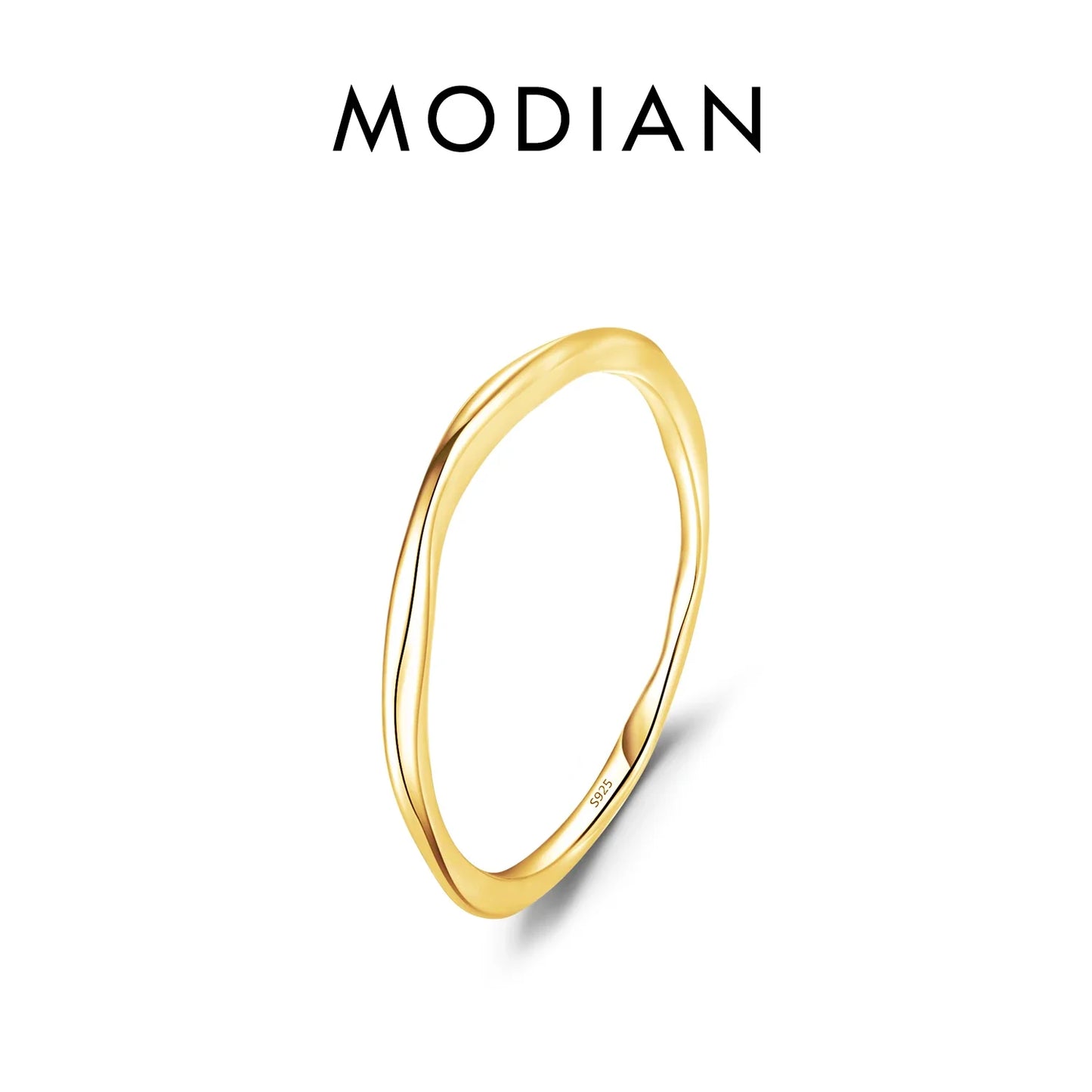 MODIAN 925 Sterling Silver Stackable Ring – Classic Wave Geometric Finger Ring, Fashion Jewelry for Women
