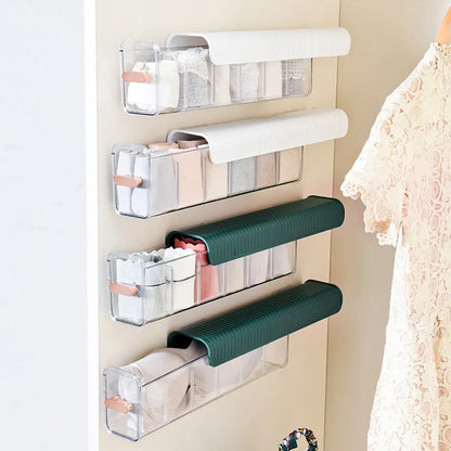New Wall-Mounted Underwear Sock Storage Box - Large Space-Saving Closet Bra Garments Holder Bin Drawer Case with Multiple Compartments