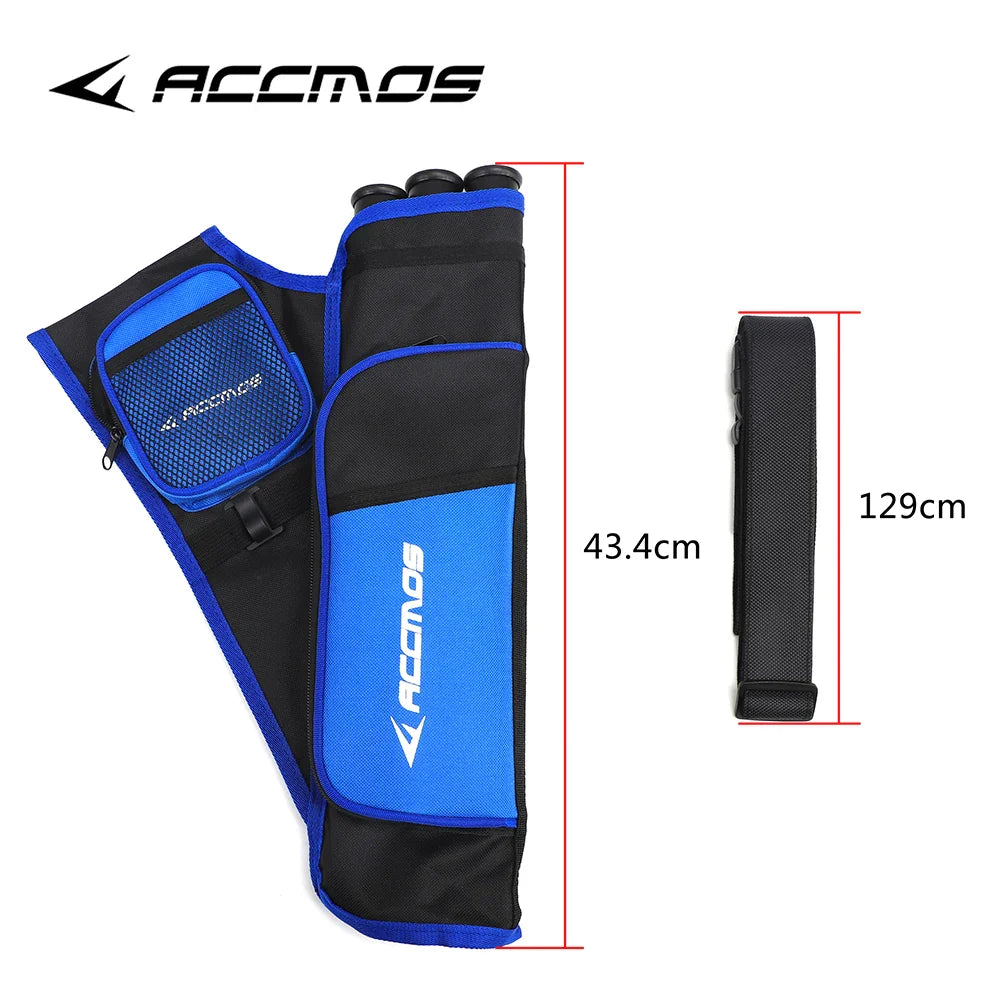 ACCMOS 3-Tube Arrow Quiver Pouch with Adjustable Belt — Recurve & Compound Bow Quiver for Hunting & Target Shooting