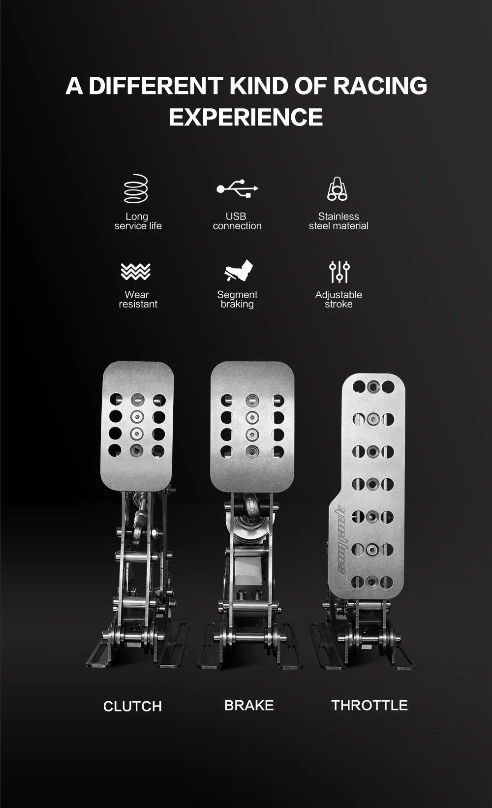 SIMJACK UT Sim Racing Pedals – PC Racing Simulator, Pressure Sensor Load Cell & HE Hydraulic Pedal