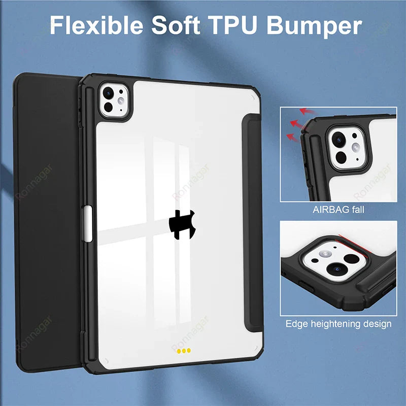 Smart Case for iPad Air 11" (M2 2024, 6th Gen) & iPad Pro 11" (M4/M2) - Compatible with Air 5th, 4th, 9th, 8th, 7th, 10.2", and Air 3 (10.5")
