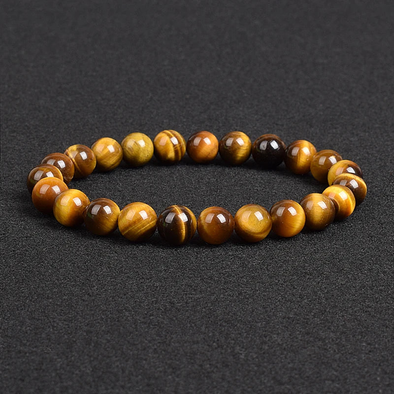 Genuine Natural Stone Beaded Bracelet – Apatite, Lapis Lazuli, Agate & Tiger Eye High Quality Crystal Gem Jewelry Bangle for Men & Women