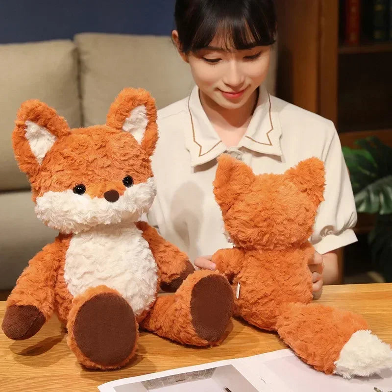 35cm/50cm Cute Fluffy Orange Fox Plush Toy – Soft Cartoon Stuffed Doll, Perfect Birthday Gift