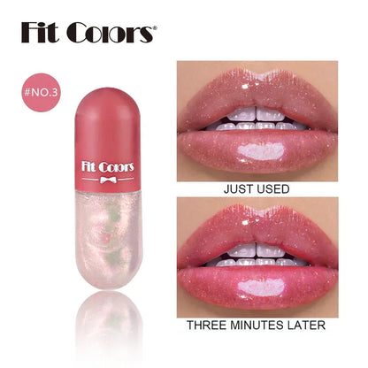 Mini Capsule Liquid Lip Balm – Moisturizing Transparent Color-Changing Plumping Jelly Lip Gloss