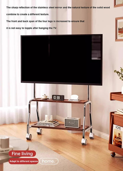 Rolling TV Stand on Wheels – Mobile Cart for 32–75in LCD & LED Flat/Curved TVs, Holds 110lbs, VESA 600x400mm