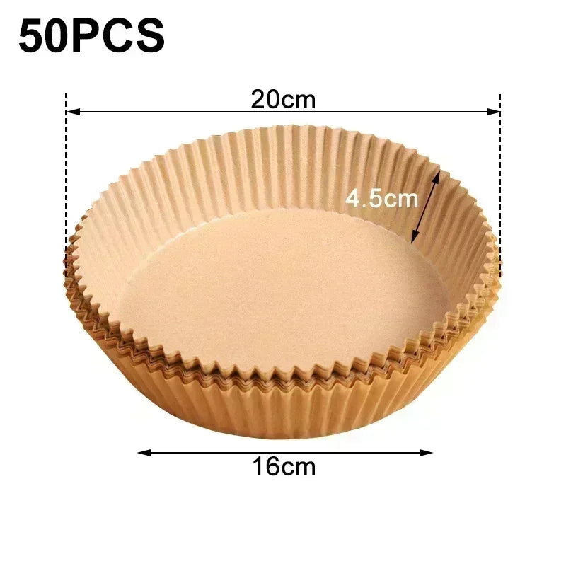 Disposable Air Fryer Liners Non-Stick Parchment Baking Paper for Air Frying, Roasting & Microwave Use