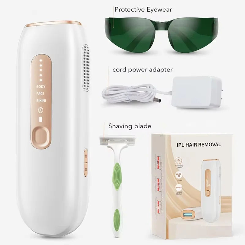 Updated IPL Laser Hair Removal Device – 9-Level Permanent Painless Hair Remover with Bikini Trimmer & Skin Rejuvenation for Women