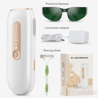 Updated IPL Laser Hair Removal Device – 9-Level Permanent Painless Hair Remover with Bikini Trimmer & Skin Rejuvenation for Women