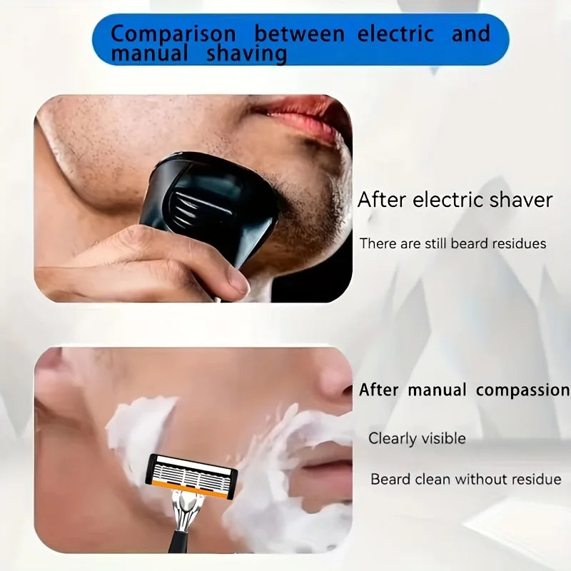 Men’s 6-Layer Safety Razor Set – High-Quality Sharp Stainless Steel Shaver with Replaceable Blades