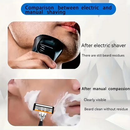 Men’s 6-Layer Safety Razor Set – High-Quality Stainless Steel Shaver with Replaceable Blades